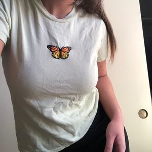 light green brandy melville butterfly shirt <3
